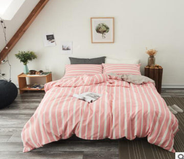 3D Pink Vertical Stripes 20337 Bed Pillowcases Quilt