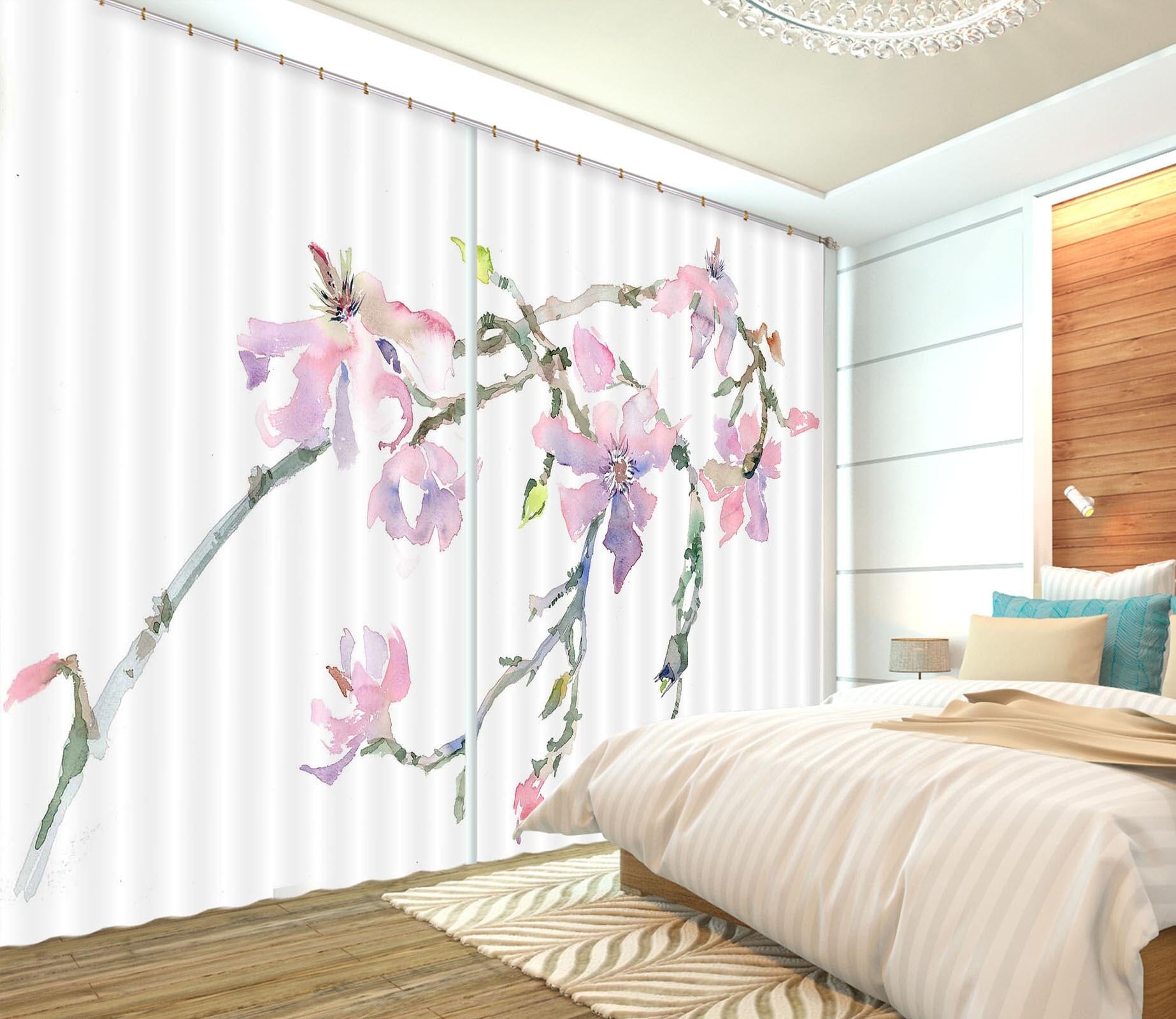 3D Peach Blossom 006 Anne Farrall Doyle Curtain Curtains Drapes Curtains AJ Creativity Home 