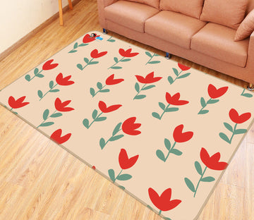 3D Red Flower Pattern 107126 Kashmira Jayaprakash Rug Non Slip Rug Mat