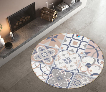 3D Brick Pattern 64134 Round Non Slip Rug Mat