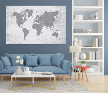 3D Gray Pattern 287 World Map Wall Sticker