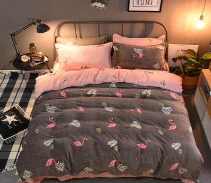 3D Flamingo Pattern 13196 Bed Pillowcases Quilt