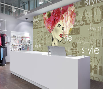 3D Girl Safflower 134 Wall Murals