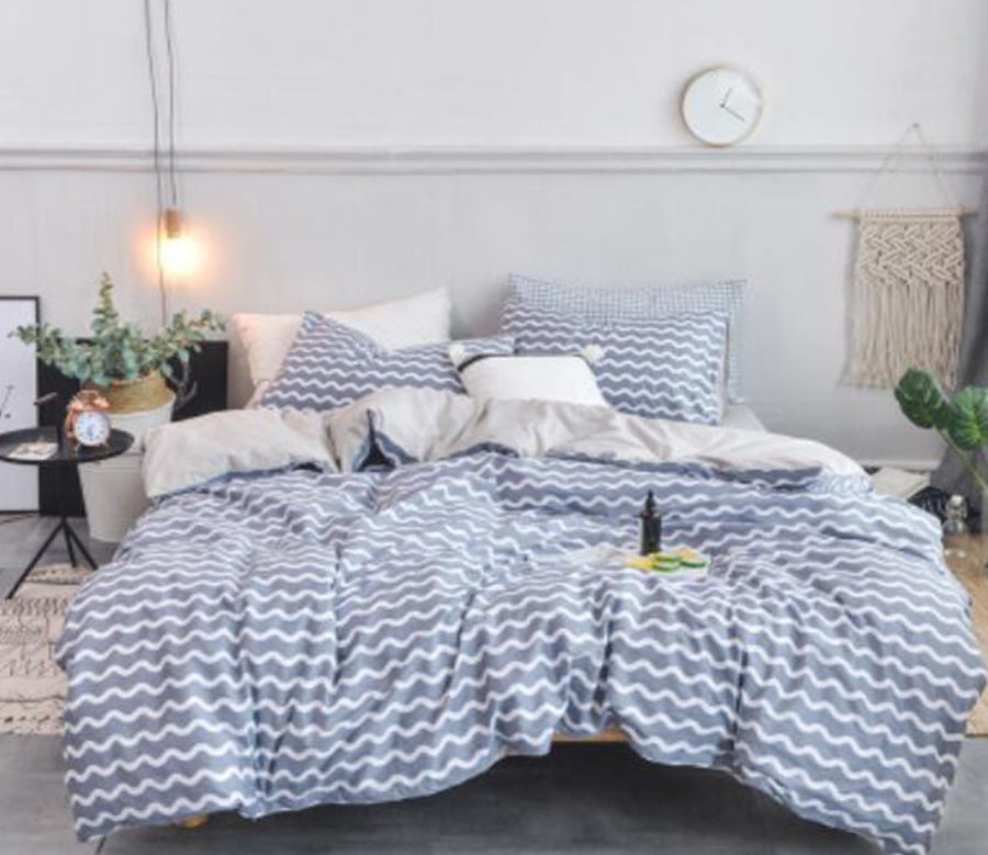 3D Gray Wave 15089 Bed Pillowcases Quilt