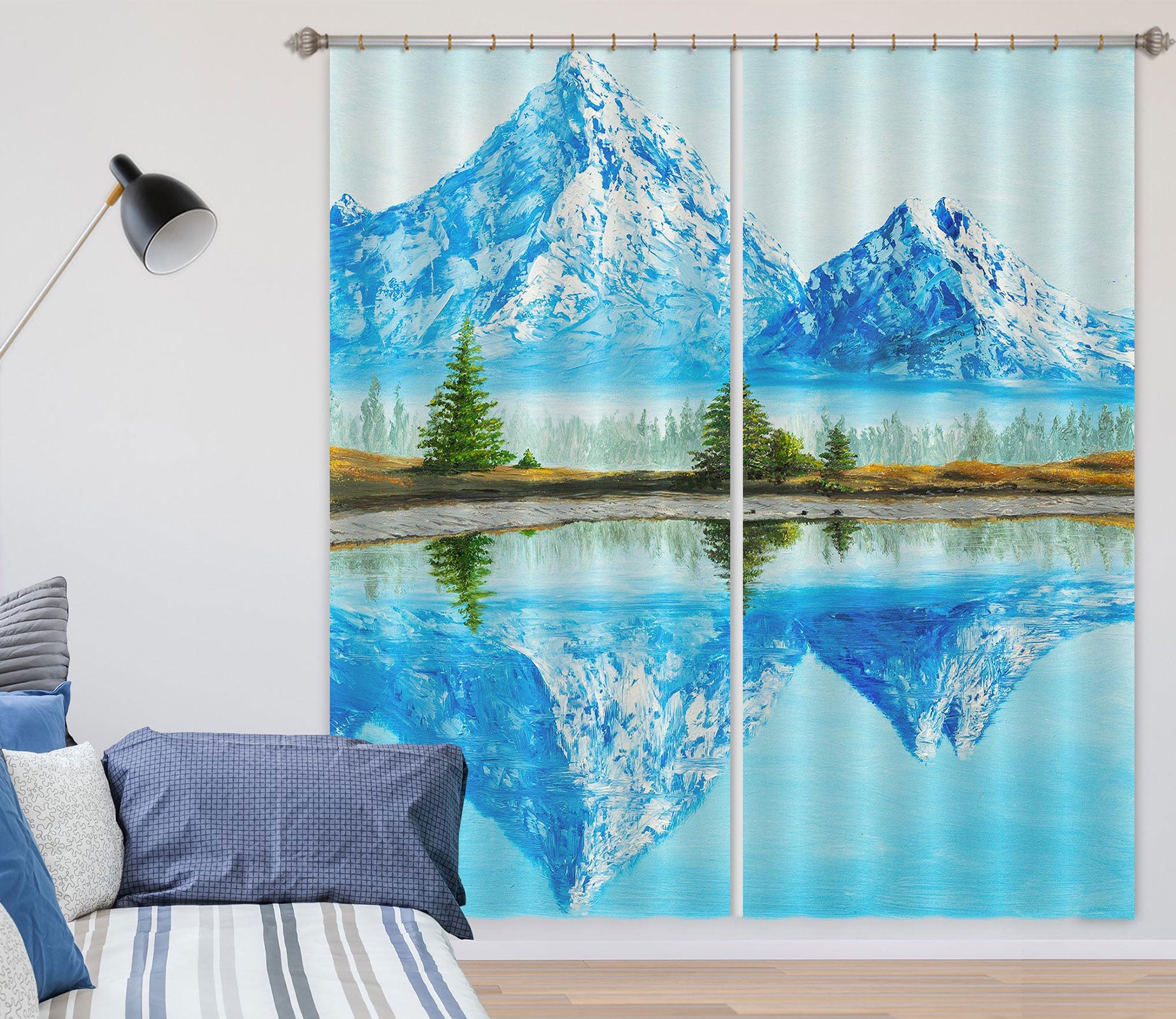 3D Snow Mountain Lake Surface 1725 Marina Zotova Curtain Curtains Drapes