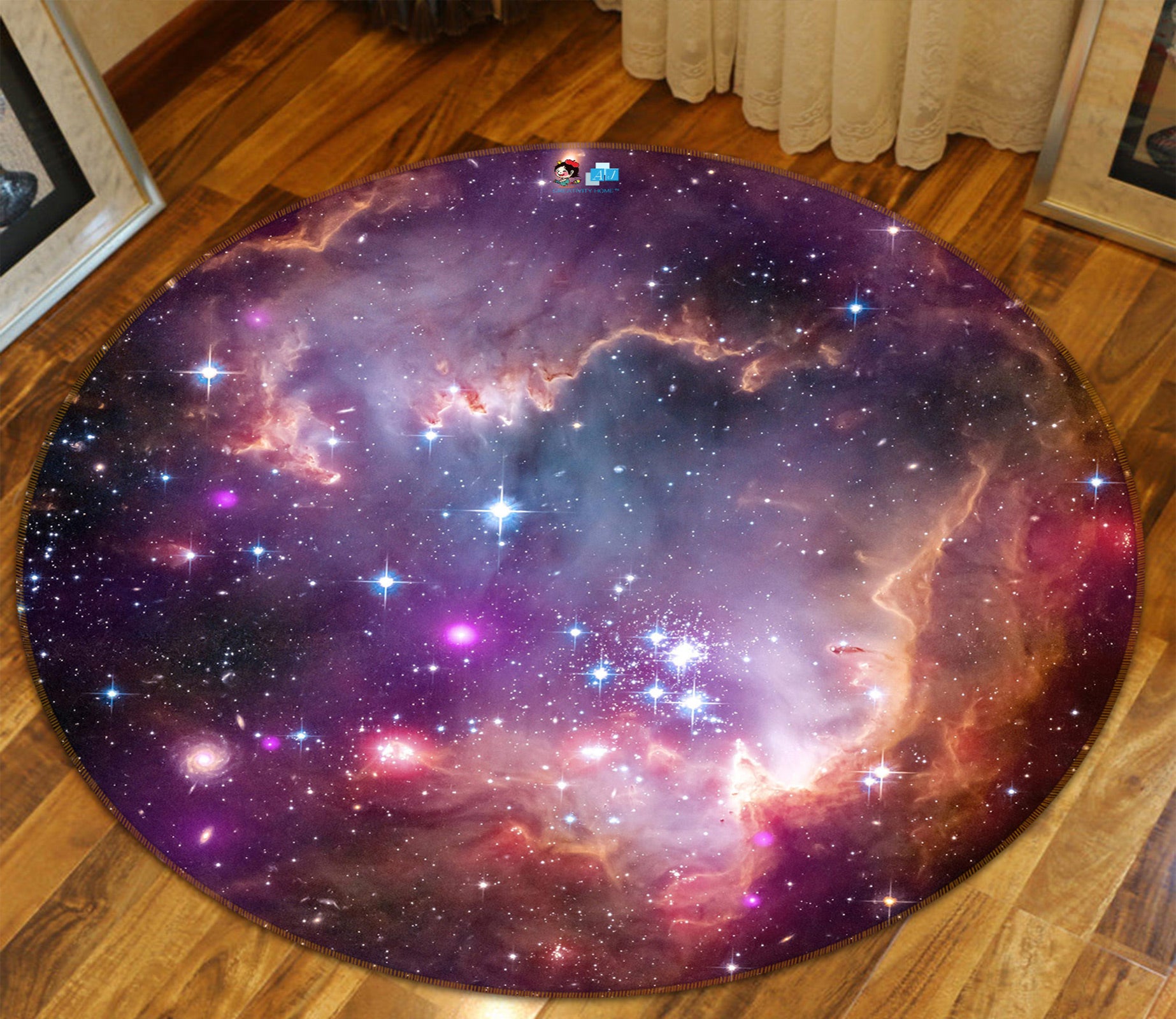 3D Starry Sky 73013 Round Non Slip Rug Mat