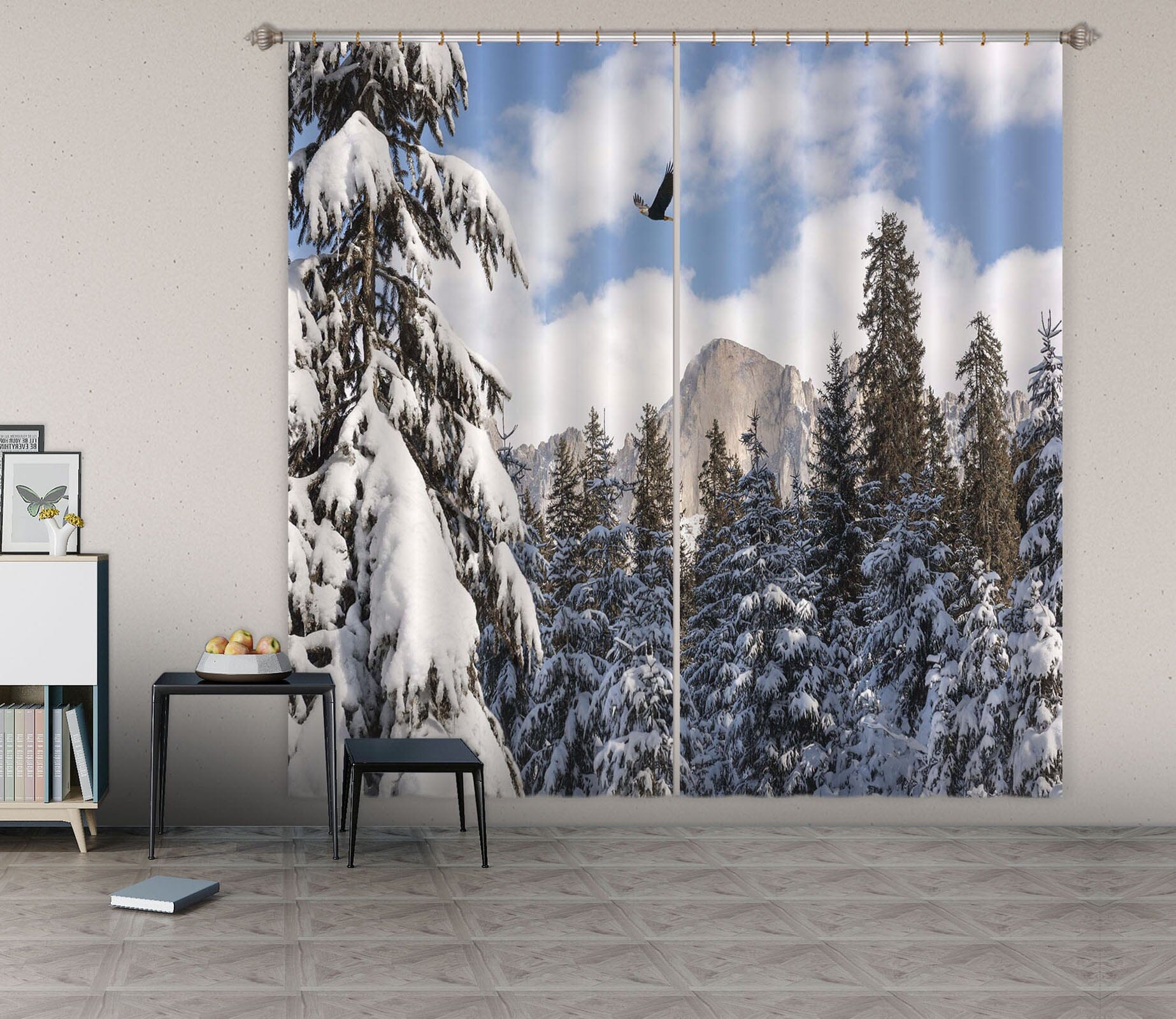 3D Heavy Snow Forest 167 Marco Carmassi Curtain Curtains Drapes Curtains AJ Creativity Home 