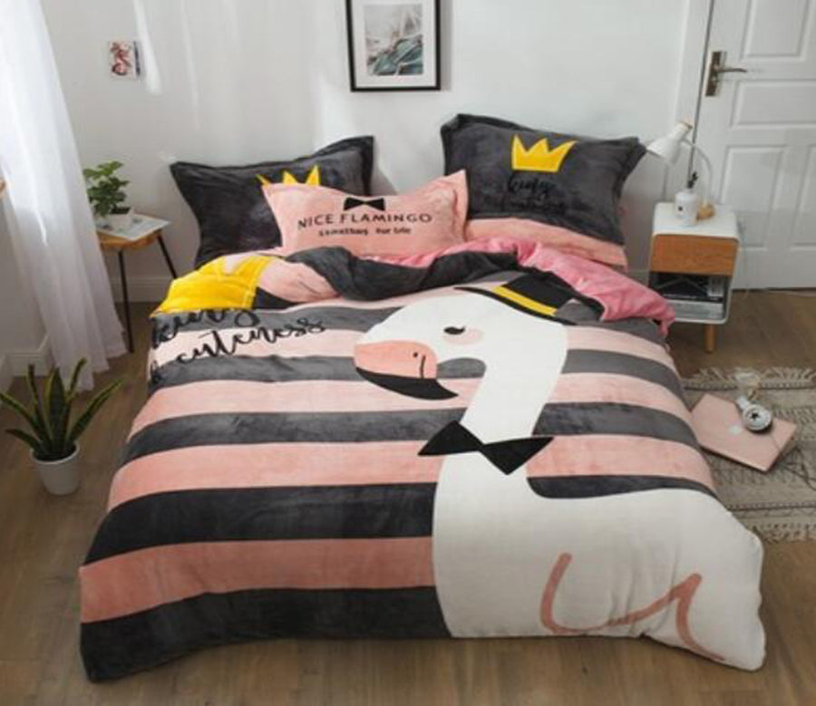 3D White Flamingo 18014 Bed Pillowcases Quilt