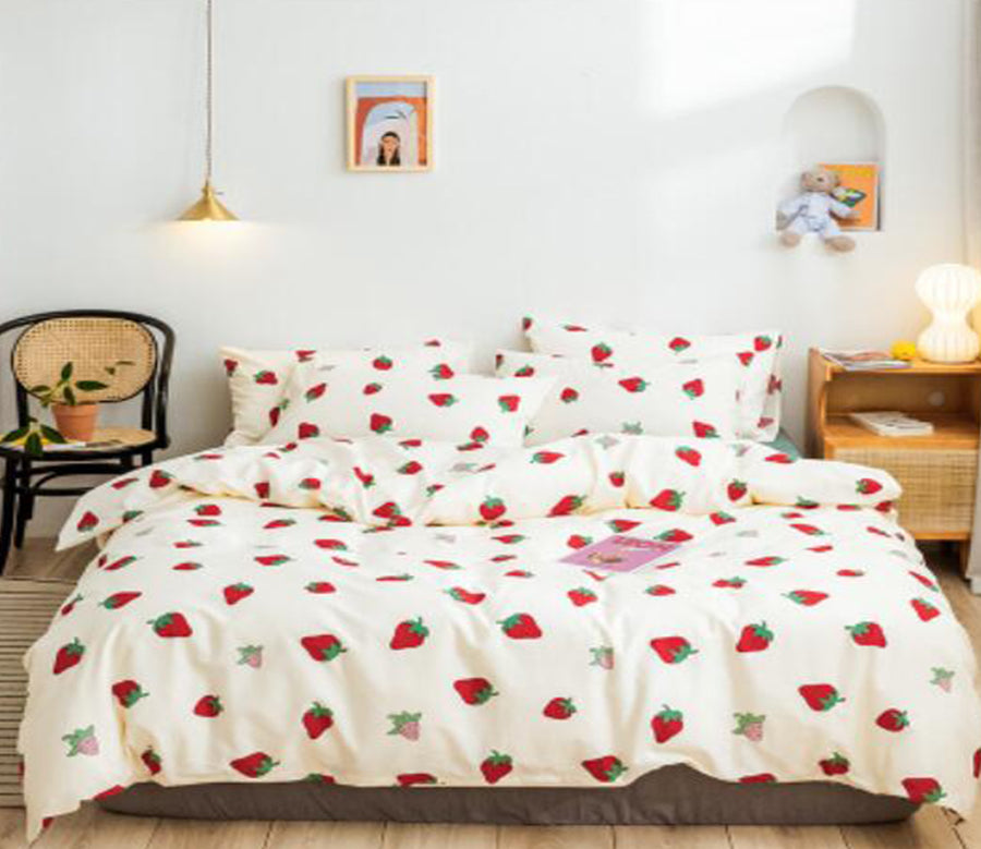 3D Red Strawberry 17064 Bed Pillowcases Quilt