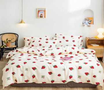3D Red Strawberry 17064 Bed Pillowcases Quilt