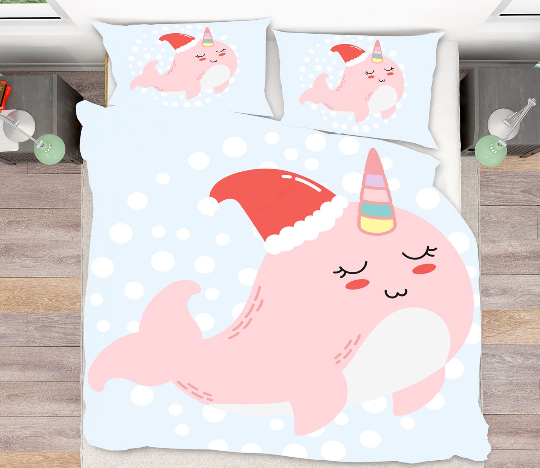 3D Cartoon Pink Whale 59008 Bed Pillowcases Quilt