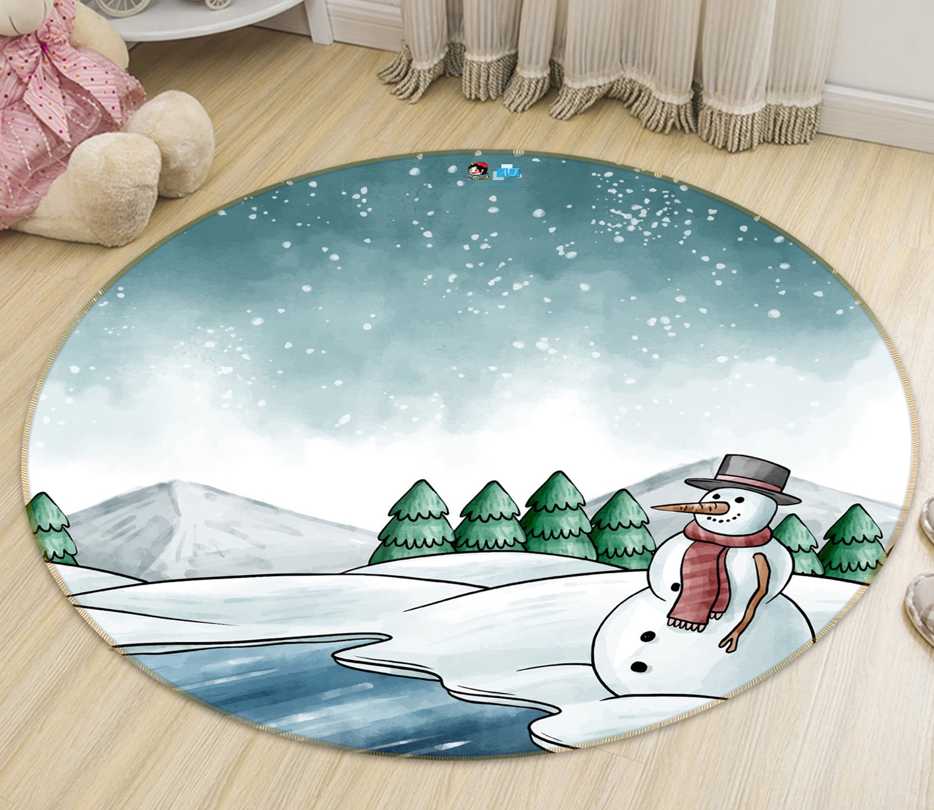 3D Snowfield 71277 Round Non Slip Rug Mat