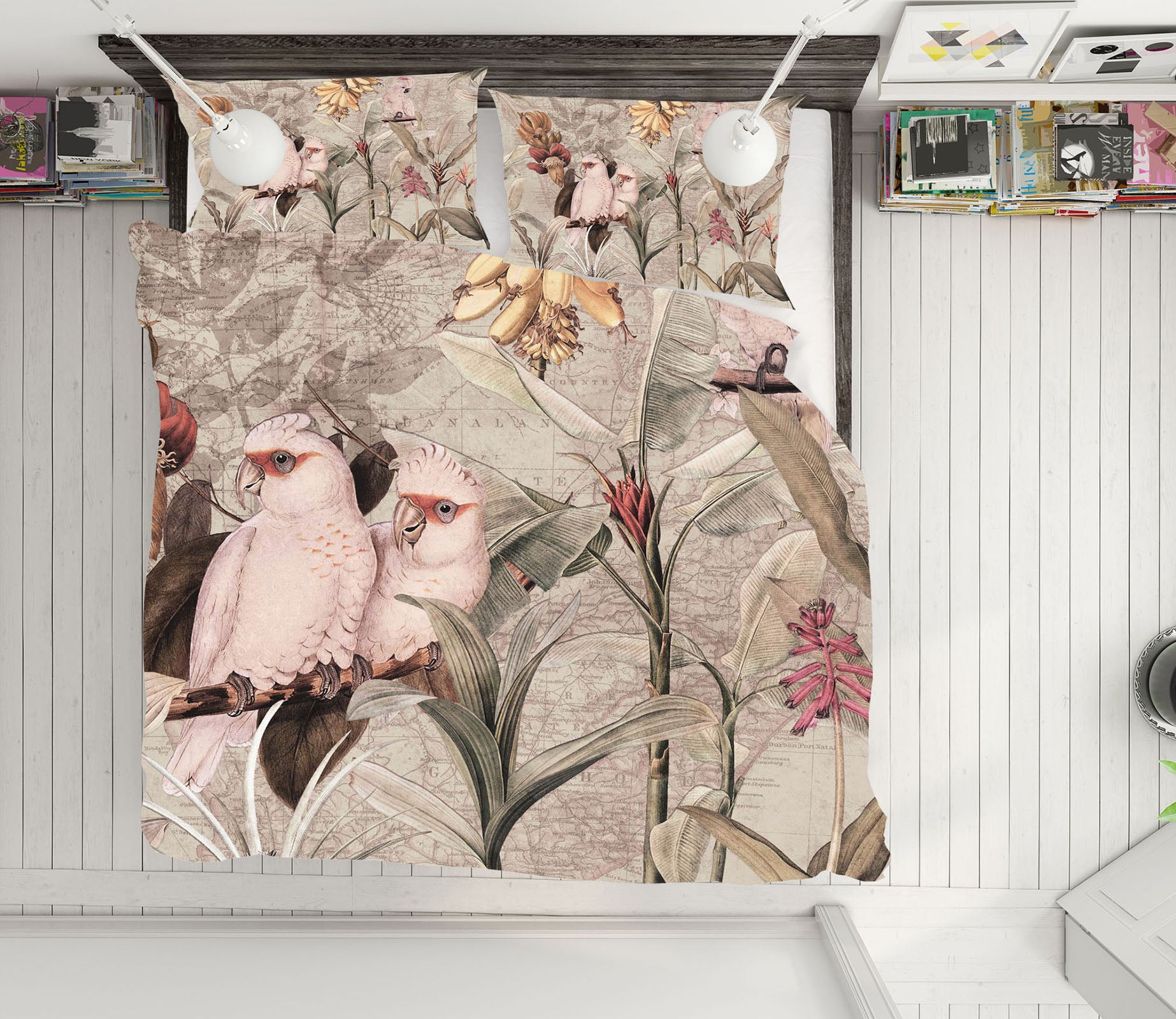3D Parrot Flower Bush 18154 Uta Naumann Bedding Bed Pillowcases Quilt