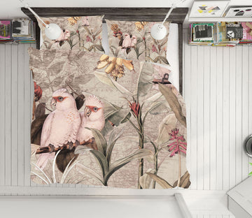 3D Parrot Flower Bush 18154 Uta Naumann Bedding Bed Pillowcases Quilt