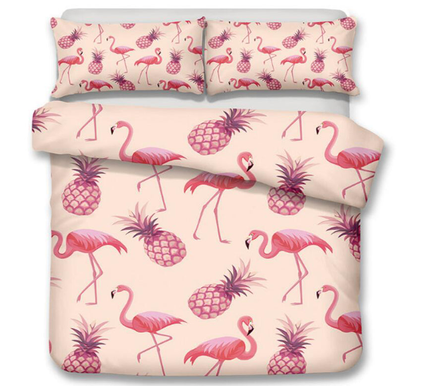 3D Pineapple Flamingo 6093 Bed Pillowcases Quilt