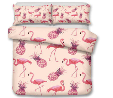 3D Pineapple Flamingo 6093 Bed Pillowcases Quilt