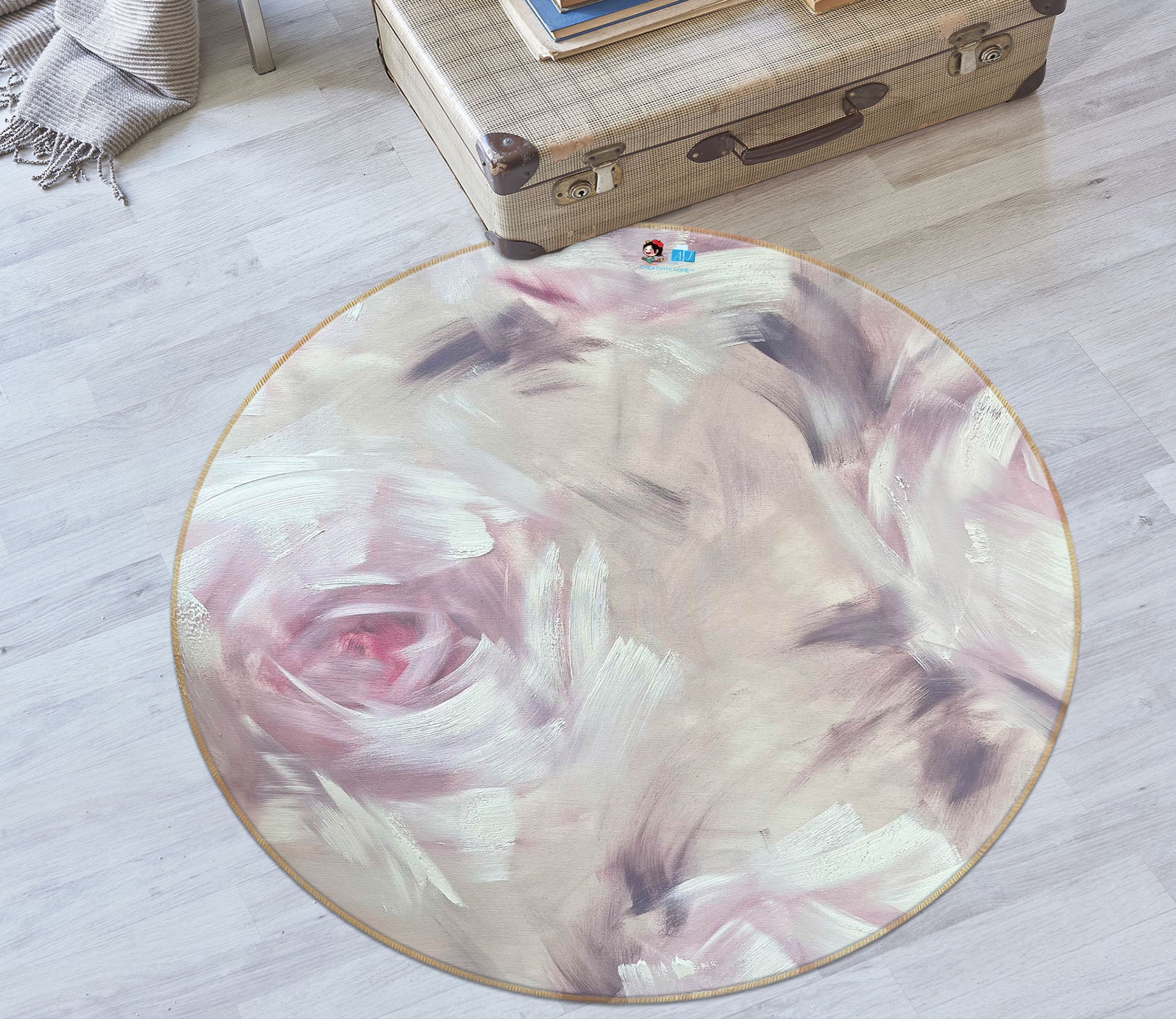 3D Soft Flower 4044 Skromova Marina Rug Round Non Slip Rug Mat