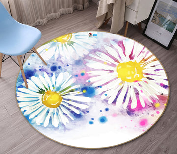 3D Chrysanthemum 71270 Round Non Slip Rug Mat