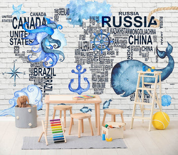 3D Blue Whale 2016 World Map Wall Murals Wallpaper AJ Wallpaper 2 