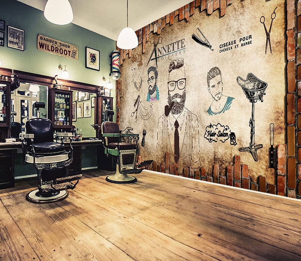 3D Haircut Uncle 1445 Barber Shop Wall Murals Wallpaper AJ Wallpaper 2 