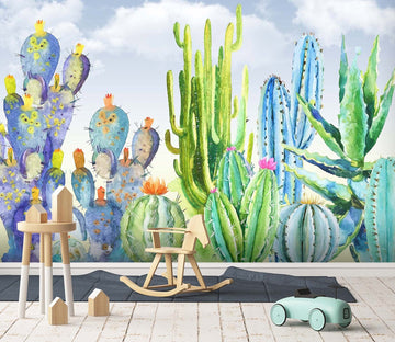 3D Green Cactus 025 Wall Murals Wallpaper AJ Wallpaper 2 