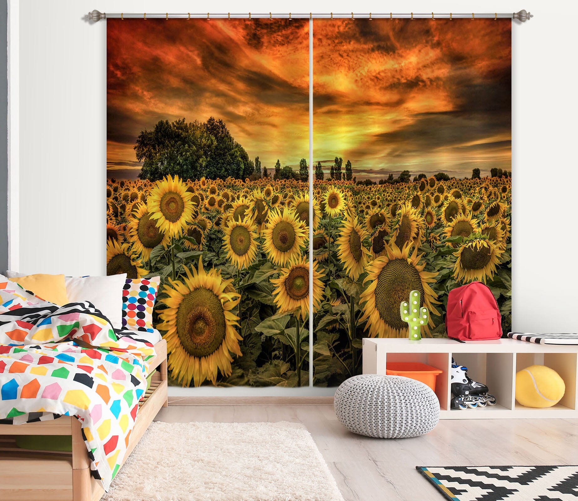 3D Sunflower Garden 179 Marco Carmassi Curtain Curtains Drapes Curtains AJ Creativity Home 