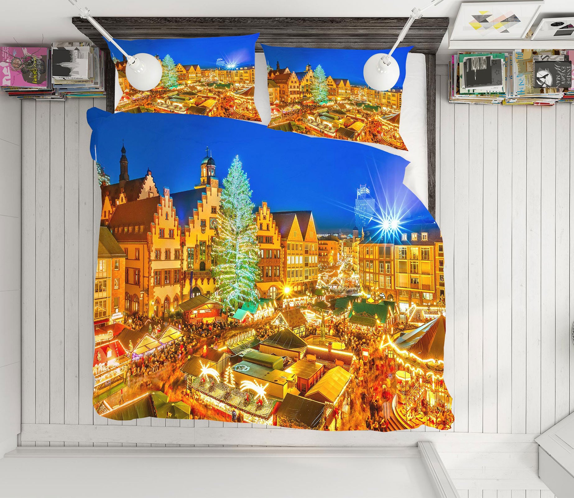 3D Golden House 50035 Christmas Quilt Duvet Cover Xmas Bed Pillowcases
