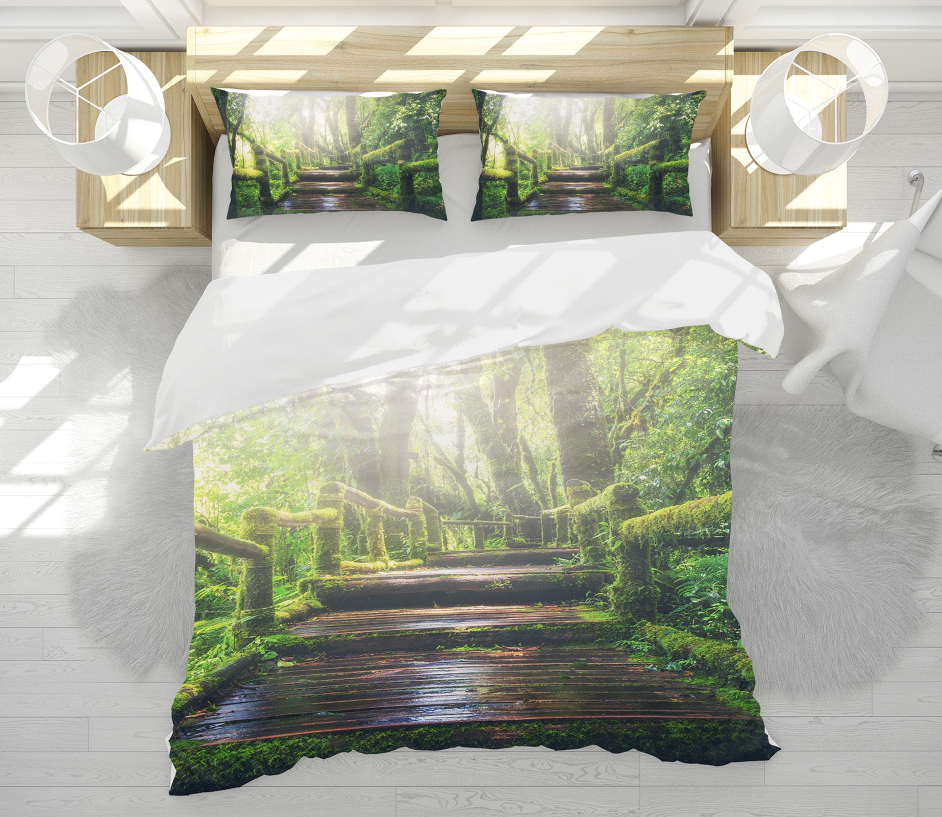 3D Tree Bridge 19174 Bed Pillowcases Quilt