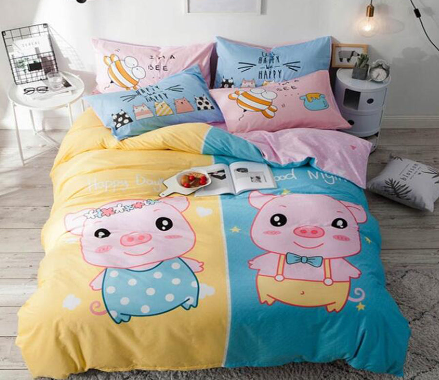 3D Pig 7127 Bed Pillowcases Quilt