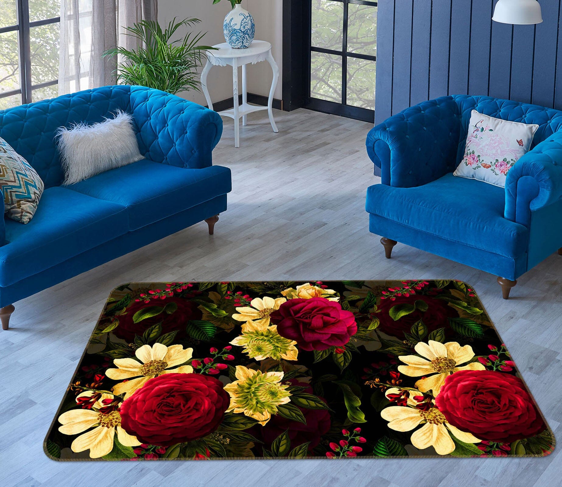 3D Bright Flowers 102 Uta Naumann Rug Non Slip Rug Mat Mat AJ Creativity Home 