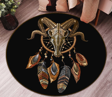 3D Sheep Head Dream Catcher 29088 Round Non Slip Rug Mat
