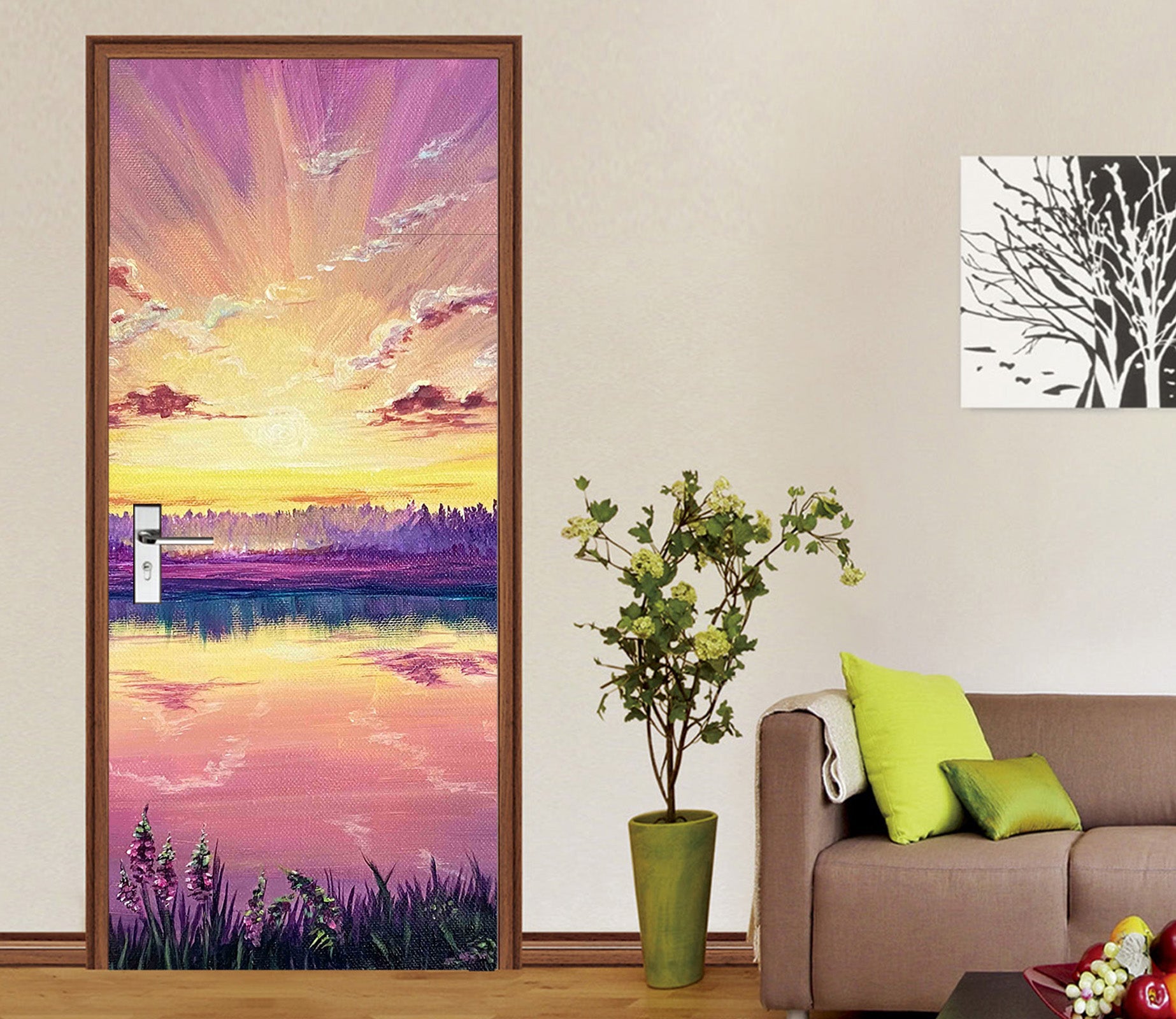 3D Sunrise Lake 9440 Marina Zotova Door Mural