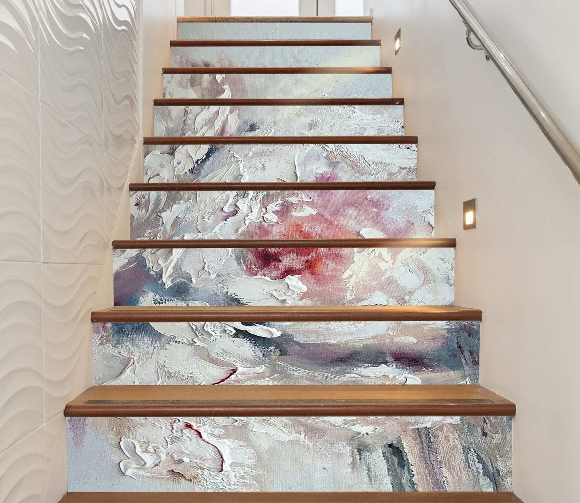 3D White Pigment Flower 2007 Skromova Marina Stair Risers