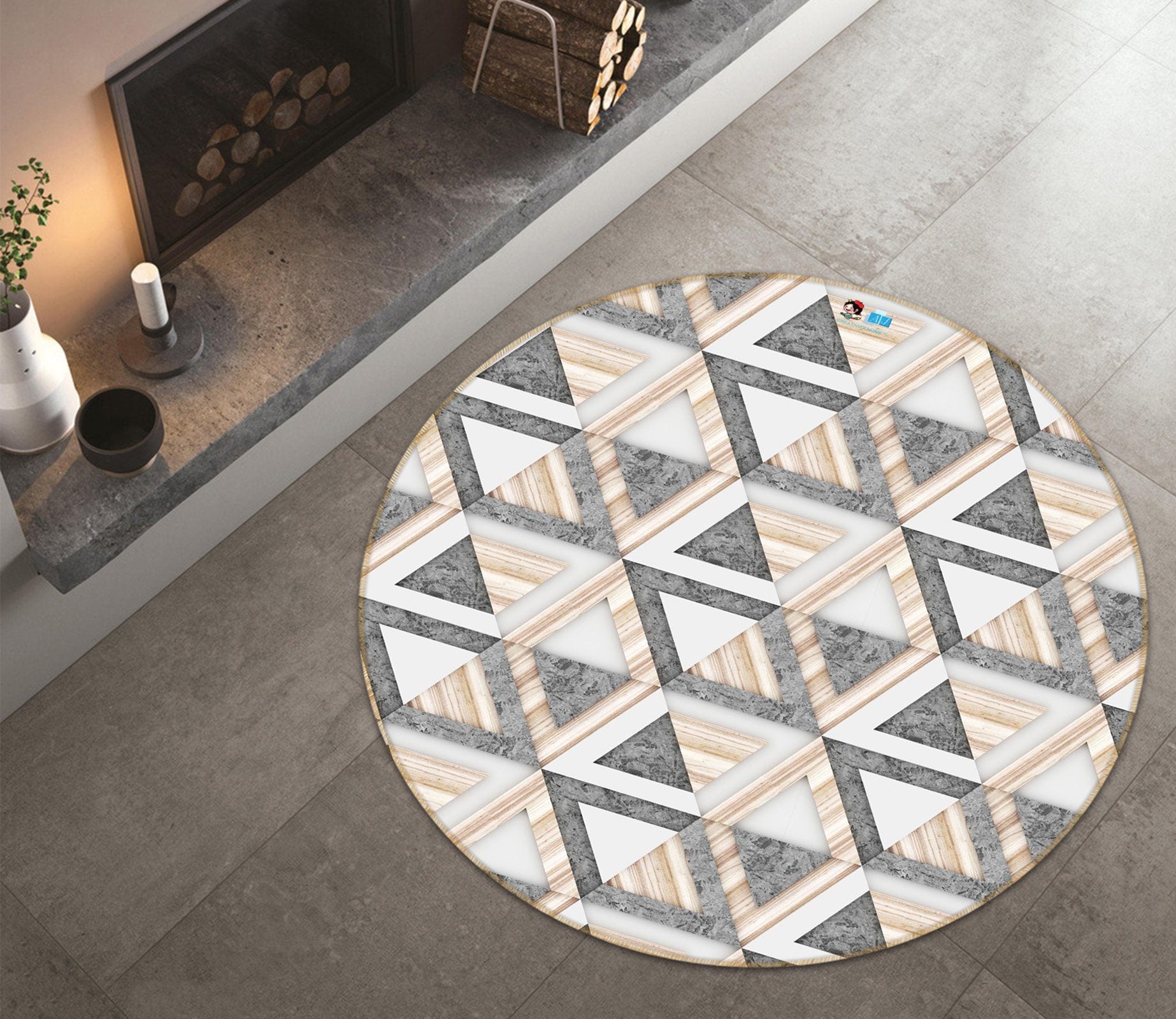 3D Triangle 3185 Round Non Slip Rug Mat Mat AJ Creativity Home 