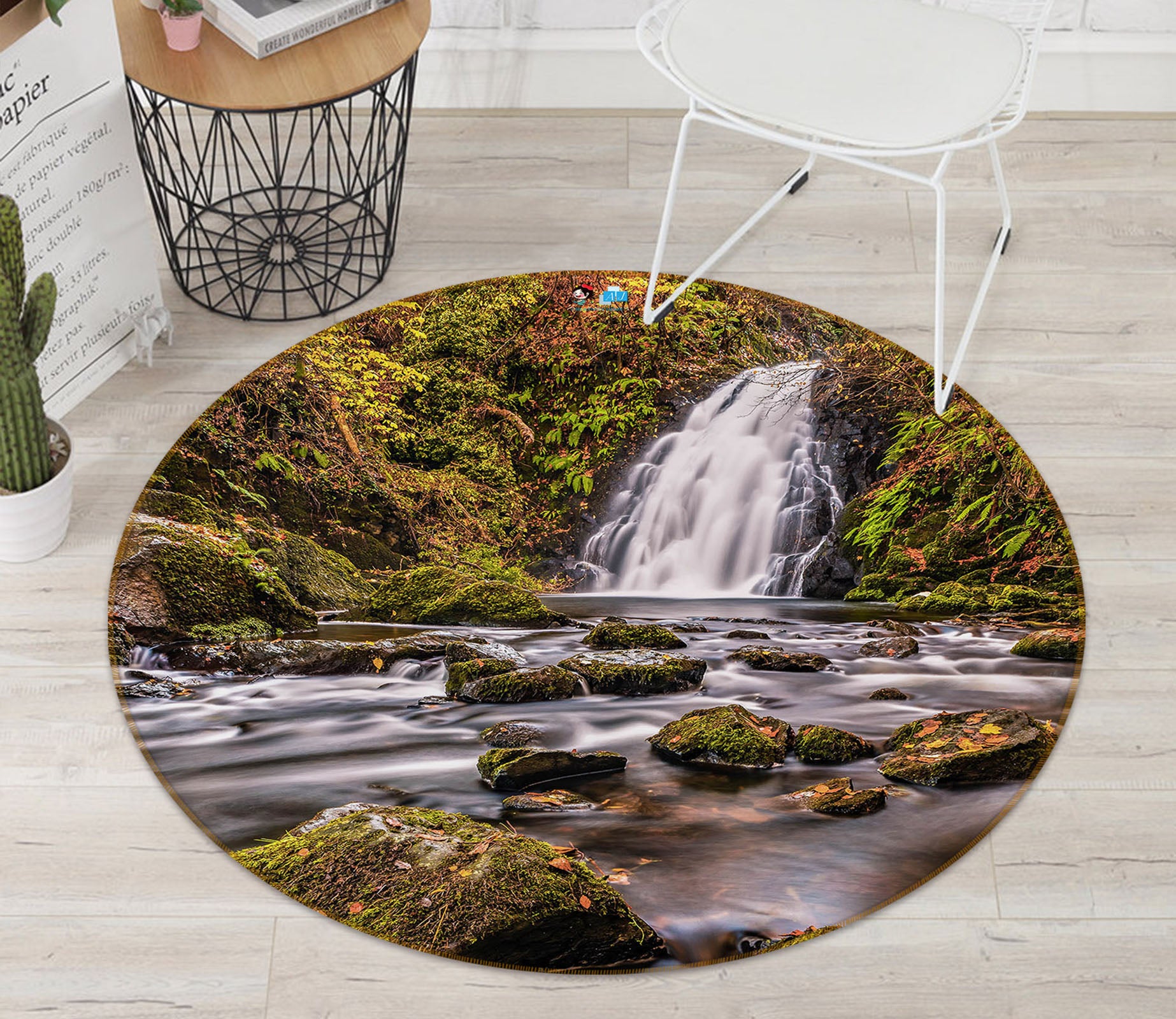 3D River Stones 69115 Round Non Slip Rug Mat