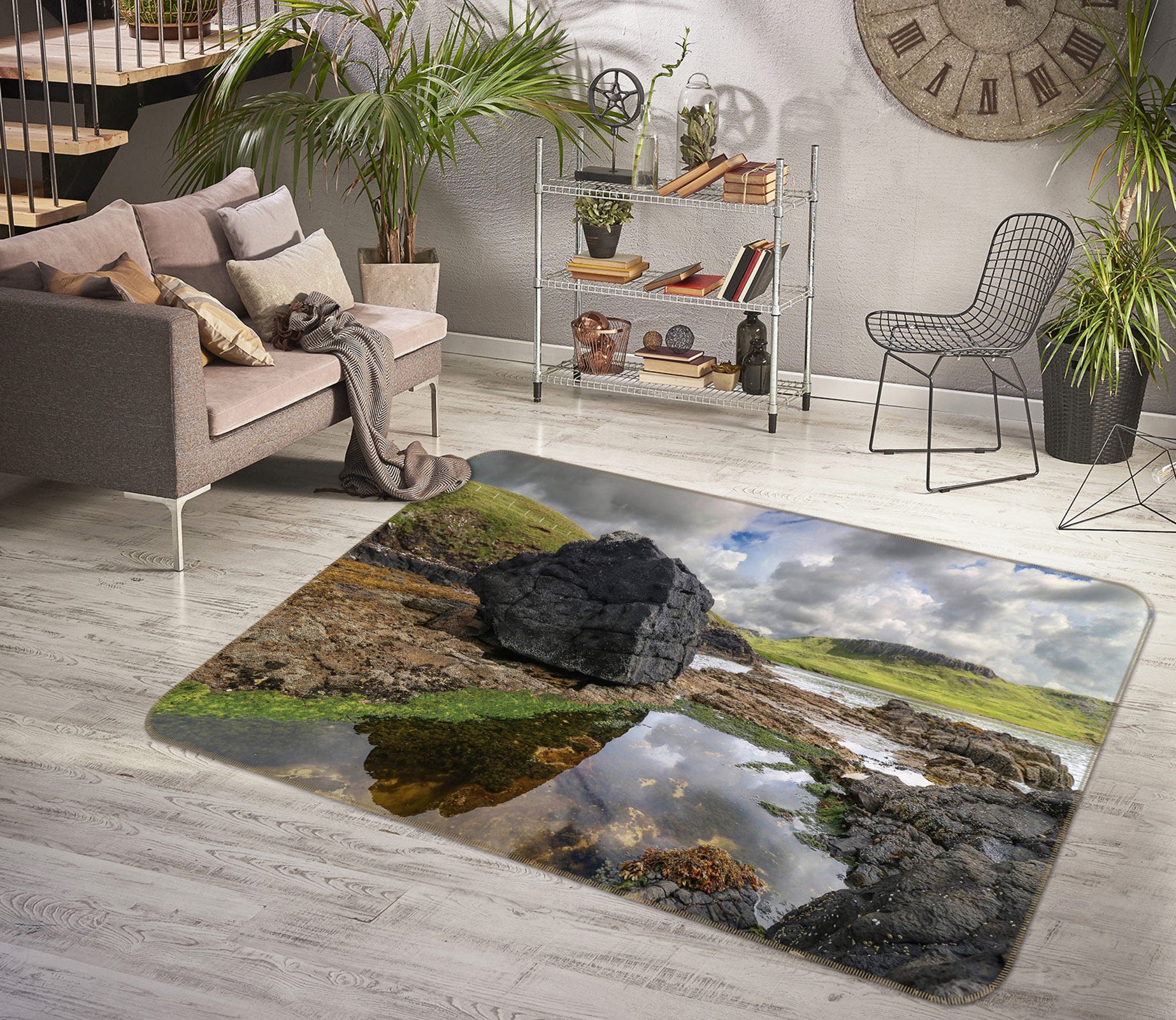 3D Stone Valley River 1011 Jerry LoFaro Rug Non Slip Rug Mat