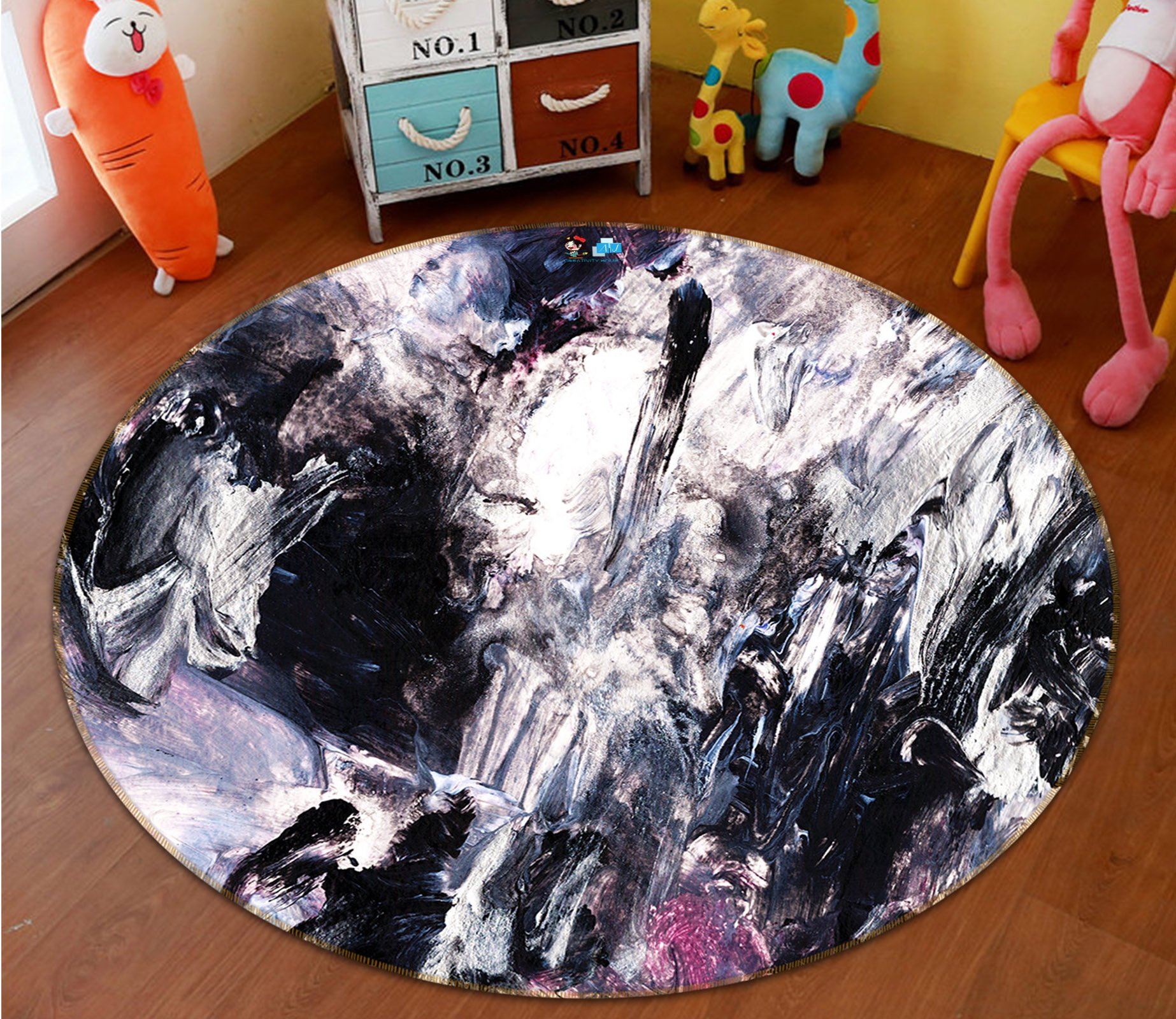 3D Black Graffiti 4699 Round Non Slip Rug Mat Mat AJ Creativity Home 