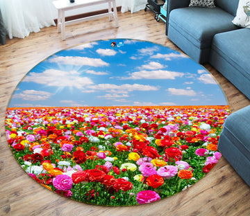 3D Flower Bush Sky 69146 Round Non Slip Rug Mat