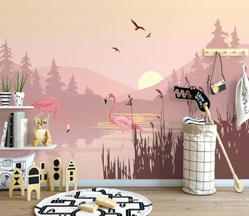 3D River Flamingo 829 Wall Murals Wallpaper AJ Wallpaper 2 