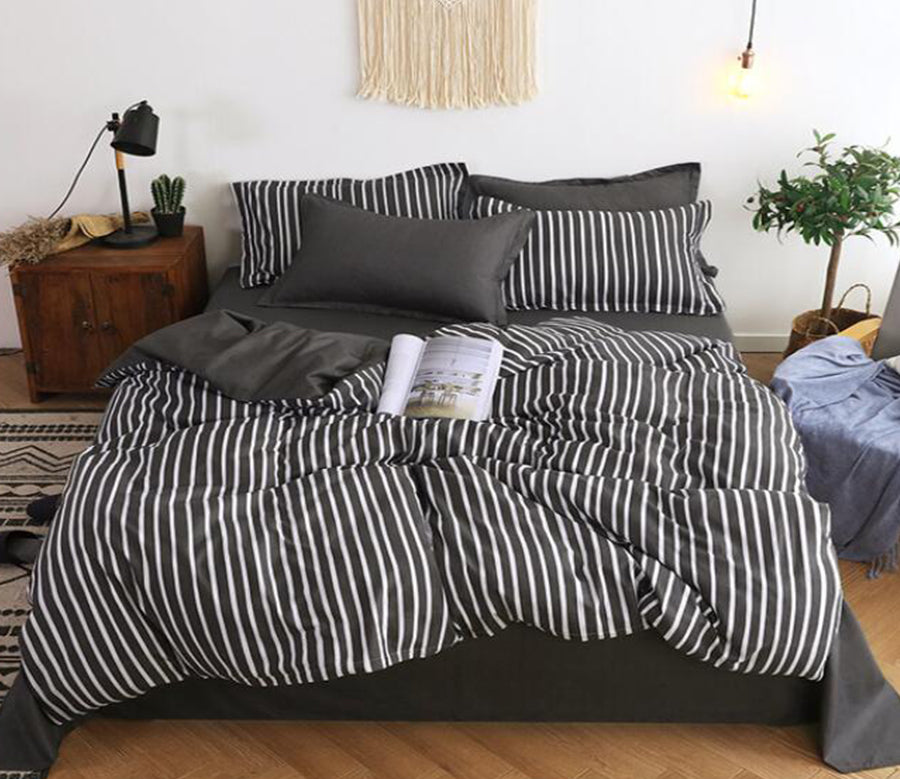 3D Black And White Vertical Stripes 12031 Bed Pillowcases Quilt