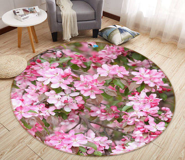 3D Pink Flower 71171 Round Non Slip Rug Mat