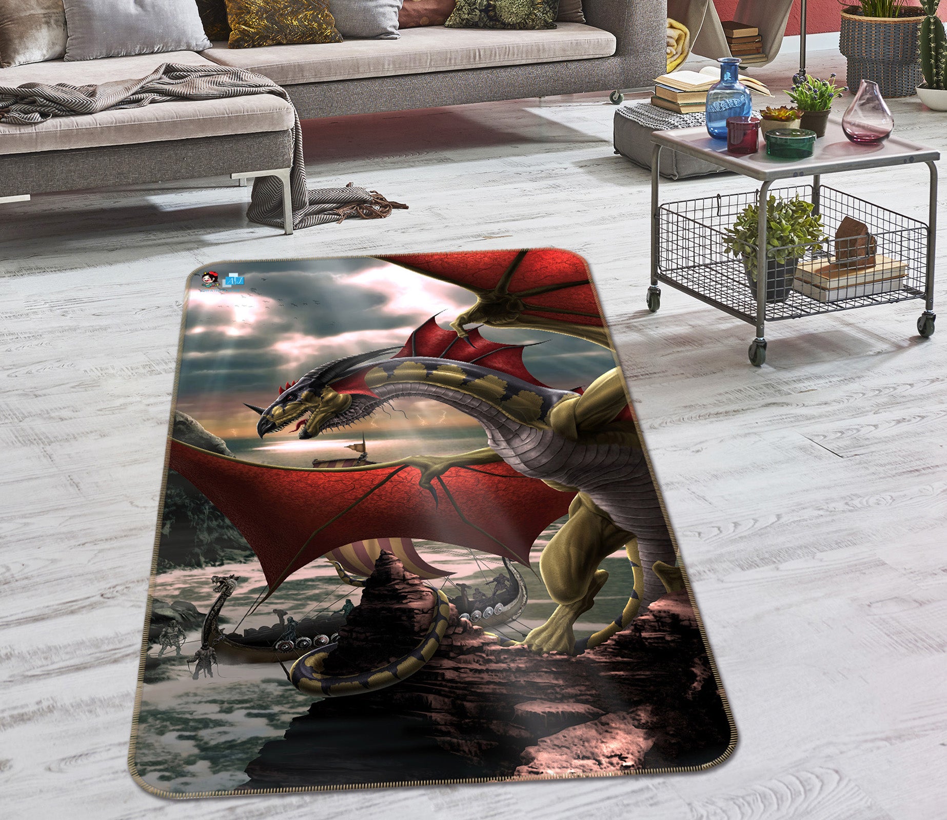 3D Pterosaur 4126 Tom Wood Rug Non Slip Rug Mat