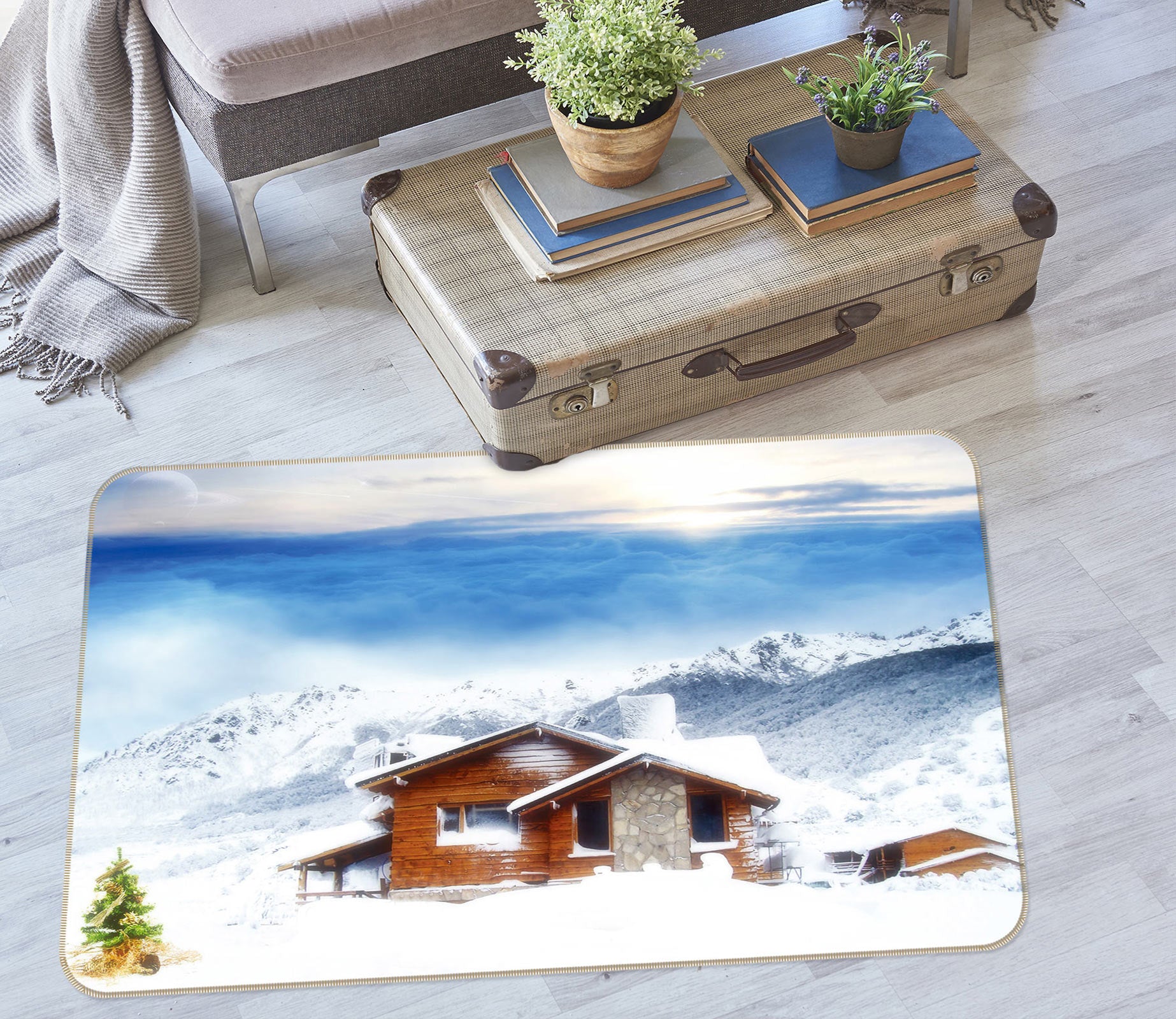 3D House In Snow 75171 Non Slip Rug Mat