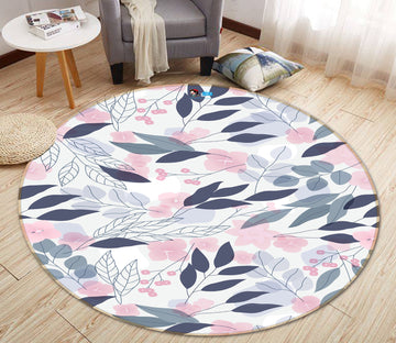 3D Leaf Pattern 71288 Round Non Slip Rug Mat