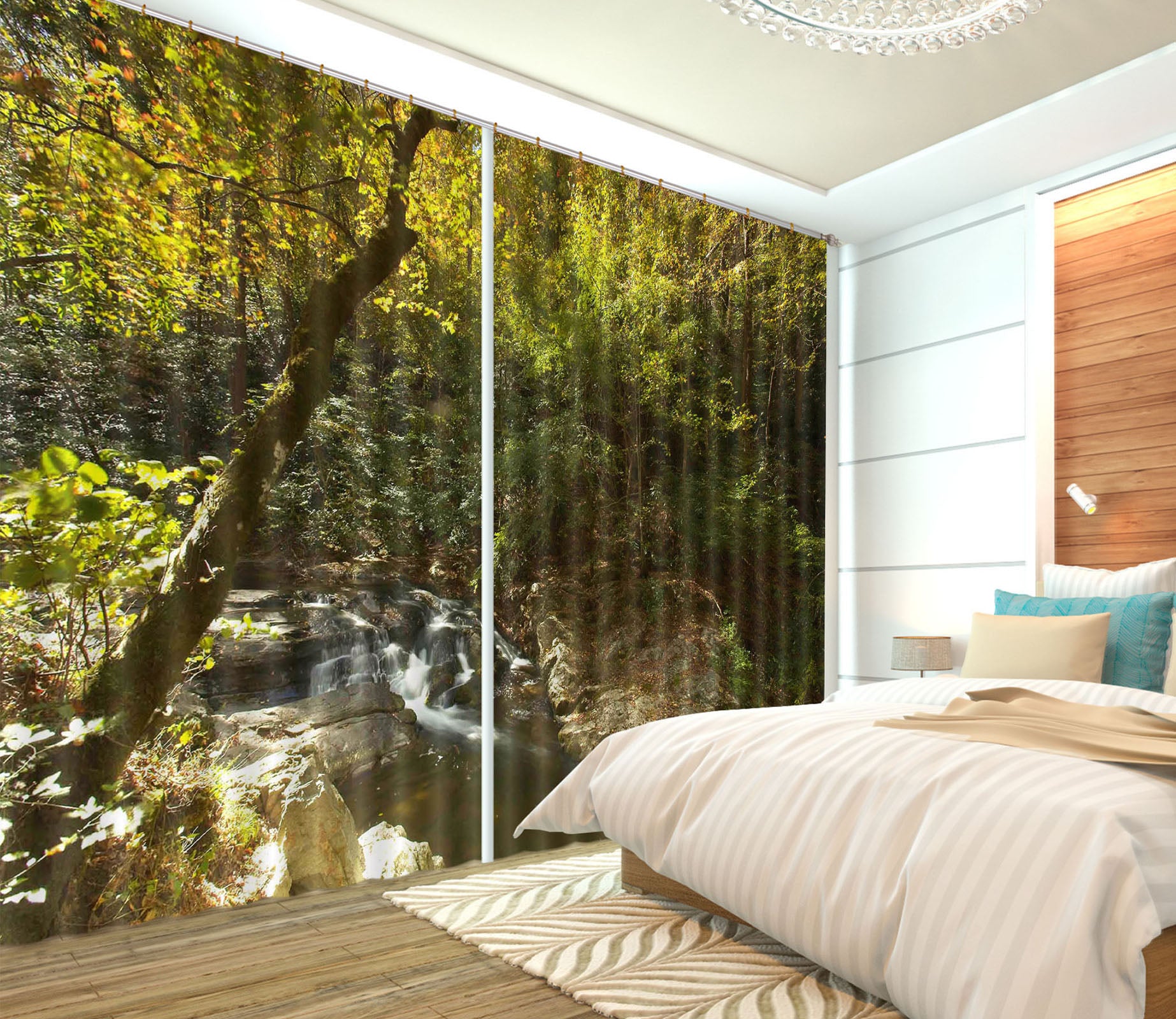 3D Forest Stream 11171 Kathy Barefield Curtain Curtains Drapes