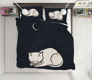 3D Moon White Kitten 129 Boris Draschoff Bedding Bed Pillowcases Quilt