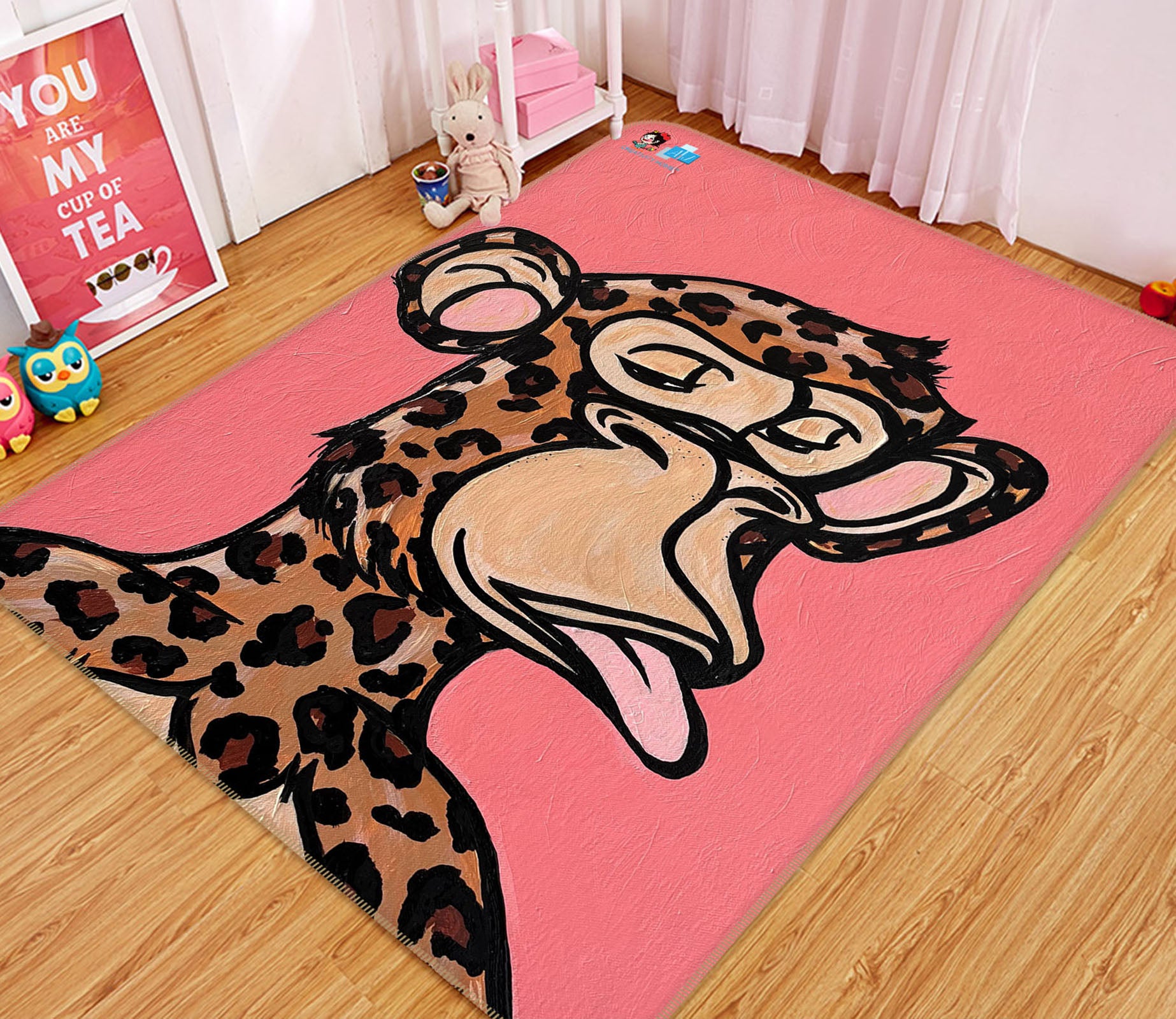 3D Giraffe Monkey 8218 Jacqueline Reynoso Rug Non Slip Rug Mat