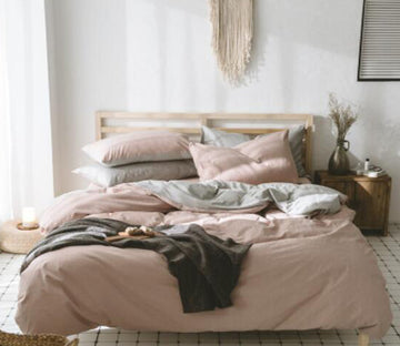 3D Pink Gray 50129 Bed Pillowcases Quilt
