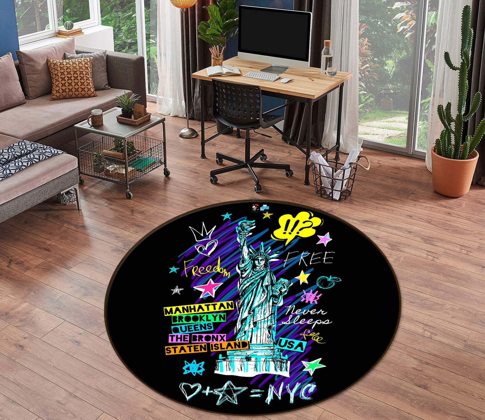 3D Liberty 75052 Round Non Slip Rug Mat