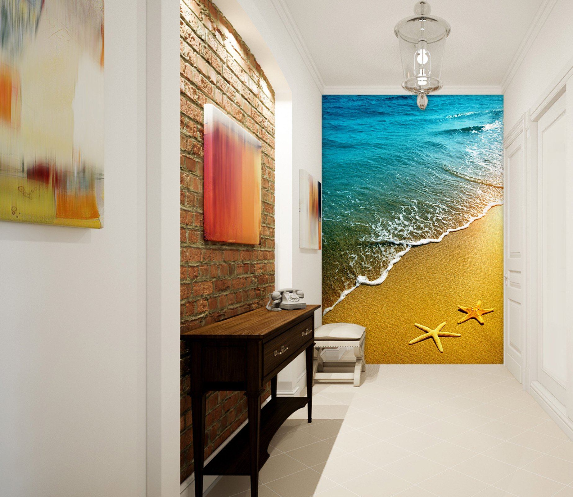 3D Beach Starfish Golden 079 Wall Murals Wallpaper AJ Wallpaper 2 